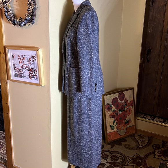 Vtg RALPH LAUREN Size 8 10 SkirtSuit Marled Gray Wool Preppy Classic Equestrian - Picture 8 of 16